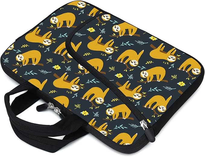 11.6" 12.2 inches Laptop Sleeve Chromebook Case Ultrabook Case Notebook Sleeve Tablet Case Neoprene Handle Sleeve for Men Women, Two Pockets Fit Apple MacBook Air Samsung Acer HP DELL(Sloth)