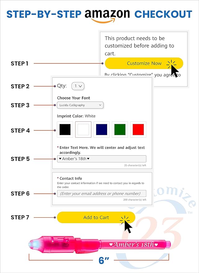 Personalized Invisible Disappearing Ink Pen Marker, Custom Secret Spy Message Writer with UV Light, Fun Activity Entertainment for Kid Party Favors Ideas Gifts and Stock Stuffers, 12 Pack, Pink-DeskLoop Office