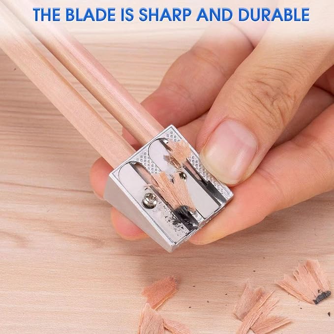 Metal Pencil Sharpeners, 4pcs Manual Double Hole Pencil Sharpener for Colored Graphite Pencils, Crayon Sharpener, Home School Office-DeskLoop Office