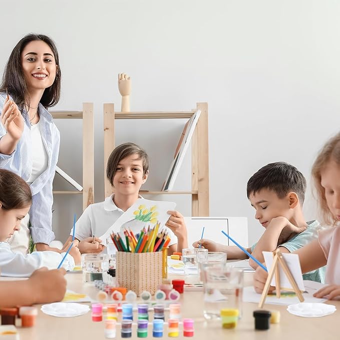 30 Pack Mini Acrylic Paint Set,12 Color Acrylic Paint Strips with 60Pcs Painting Brushes for Kids&Adults, 420 PCS Kids Paint Set Container Strips Storage for Home Classroom Party Favors Birthday Gifts-DeskLoop Office