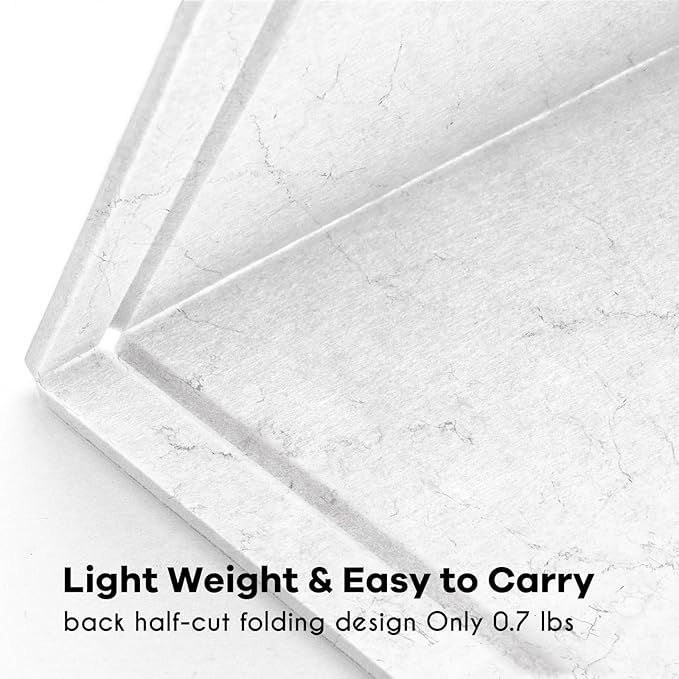 Bulletin Board, 24 x 18 Inches Felt Decorative Pin Board, Cork Alternative for Wall, Foldable Photo Self-Adhesive Vision Mood Board With 20 Pushpins - Marble White-DeskLoop Office