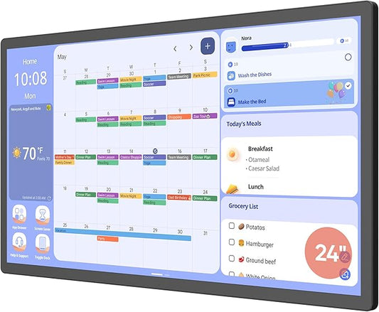 Cozyla Digital Calendar+ 2: 24 inch Wall Planner Touch Screen Chore Chart Customize Dashboard Smart Electronic Calendar for Family Schedules Meal Planner Support Any Google Play App Wall Mount Black-DeskLoop Office