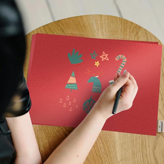 100 Sheets Red Shimmer Cardstock 8.5 x 11 Red Paper, Goefun 80lb Card Stock Printer Paper for Christmas, Invitations, Certificates, Valentines Day, Card Making-DeskLoop Office