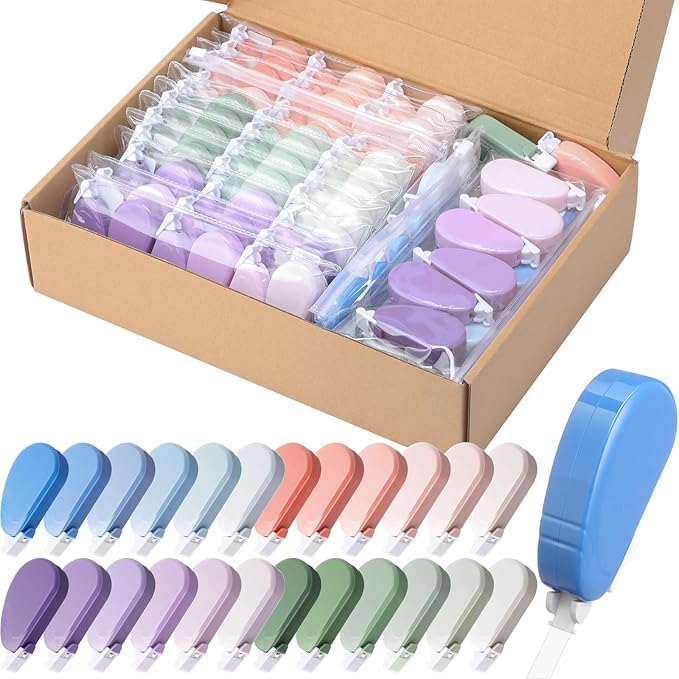 Chivao 100 Pack Mini Correction Tape Bulk Ink Corrector Eraser Tape Set Cute Aesthetic Colorful Instant Correction Applicator for Office School Student Stationery Supplies, 0.2 x 158 Inch (Pastel)-DeskLoop Office