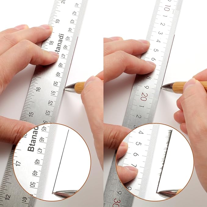 2PCS 36 Inch Metal Ruler, Stainless Steel Straight Edge Ruler with Cork Backing, Non-Slip Imperial & Metric Measuring Tool for School, Office, Woodworking, Drafting-DeskLoop Office