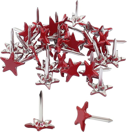 Piutouyar 150 Pcs Star Push Pins, Red Upholstery Tacks Star Shaped Decorative Thumb Tacks Metal Upholstery Pins for Upholstered Furniture Cork Board DIY Projects or Home Decor 11 x 13mm-DeskLoop Office
