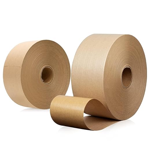 Water Activated Kraft Paper Tape – 5 Reinforced Fibers, 127gsm, 2.75" x 450ft, 2 Rolls – Heavy Duty for Shipping, Moving & Industrial Packaging-DeskLoop Office