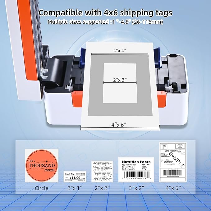 vretti Bluetooth Shipping Label Printer - 4x6 Thermal Label Printer for Shipping Packages Small Business Office or Home,Widely Used for Amazon, Ebay, Shopify, Etsy, USPS-DeskLoop Office
