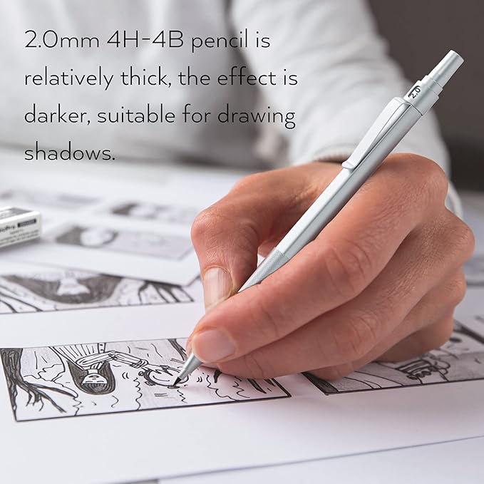 Nicpro Metal 2.0 Mechanical Pencil Set with Case, 3 PCS Drafting Lead Holder with 10 Tubes 2mm Graphite Lead Refill(HB 2H 4H 2B 4B) &Colors, Sharpeners, Erasers for Artist Writing, Drawing, Sketching-DeskLoop Office