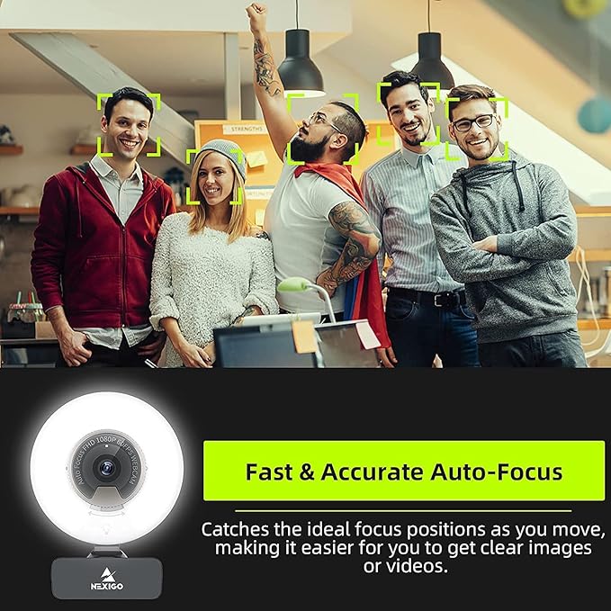 NexiGo N960E 1080P 60FPS Webcam with Light, Software Included, Fast AutoFocus, Built-in Privacy Cover, USB Web Camera, Dual Stereo Microphone, for Zoom Meeting Skype Teams Twitch (Renewed)-DeskLoop Office