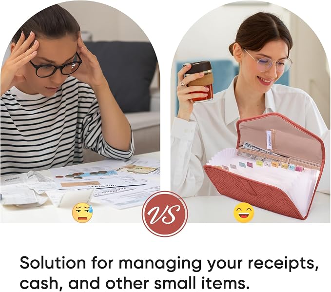 Fabric Bill Organizer with Pockets 10x6 Receipt Organizer - Image 7