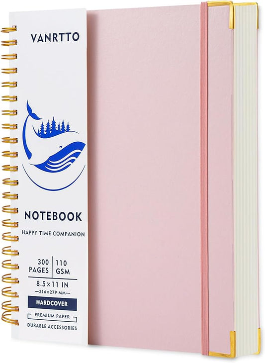 Spiral Notebook, Hardcover 8.5 x 11 IN College Ruled Notebooks, 300 Pages Notebooks for Work and School, 110 GSM Thick Papers Journals for Writing, Office Supplies for Women and Men Pink-DeskLoop Office