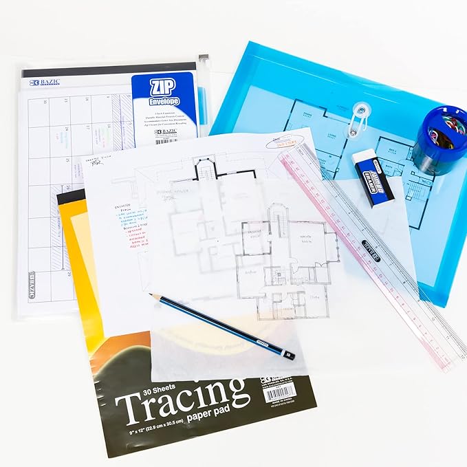 BAZIC Plastic Clear Ruler 12" (30cm), Inches Centimeter Metric Measuring Drafting Rulers, for Students School Supplies, 2-Pack-DeskLoop Office