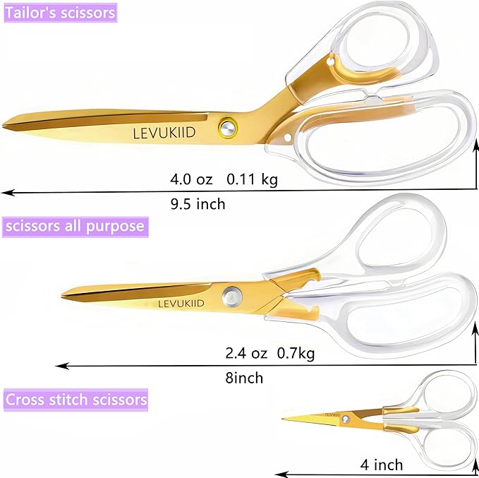 9 Inch All Purpose Scissors for Adults - Ins Style Clear Handle, 2Cr13 Stainless Steel Sharp Blade - Ideal for Fabric Crafts, Tailor's Shears - All-Purpose Fabric Scissors, Crafting & Office-DeskLoop Office