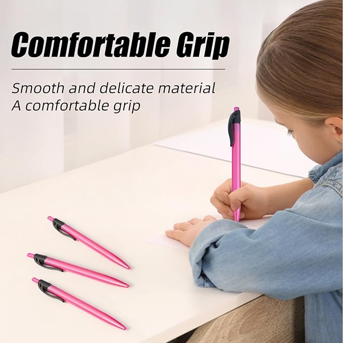 Retractable Red Ballpoint Pen for Smooth Writing 1.0mm Medium Pack of 100, Click pens with Comfort grip, Idea for Journaling, Planner, Note Taking Office School Supplies-DeskLoop Office