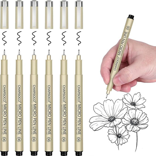 06 Micro Pen, Black Fine Point Pen with Waterproof Archival Ink, 0.5mm Fineliner Ink Pens for Artist Illustration, Sketching, Anime, Manga, Technical Drawing and Scrapbooking-DeskLoop Office