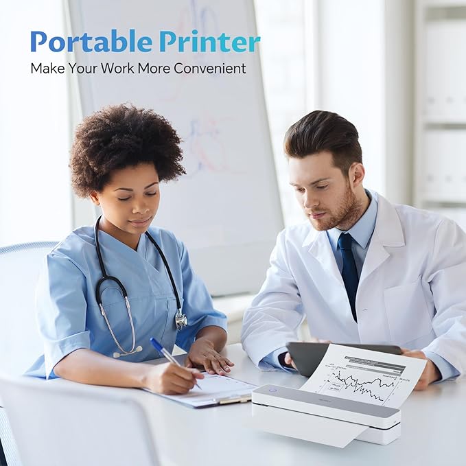 iDPRT Portable Thermal Printer,Wireless Printer for Travel Support 8.5" X 11" US Letter& A4&A5 Thermal Paper, Bluetooth Inkless Printers Compatible with Android and iOS Phone&Laptop-DeskLoop Office