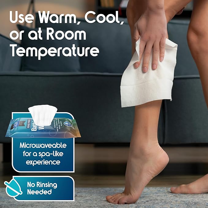 Inspire Thick Rinse Free Body Wipes, Extra Large Washcloths For Adults, Aloe Vera Enriched-DeskLoop Office