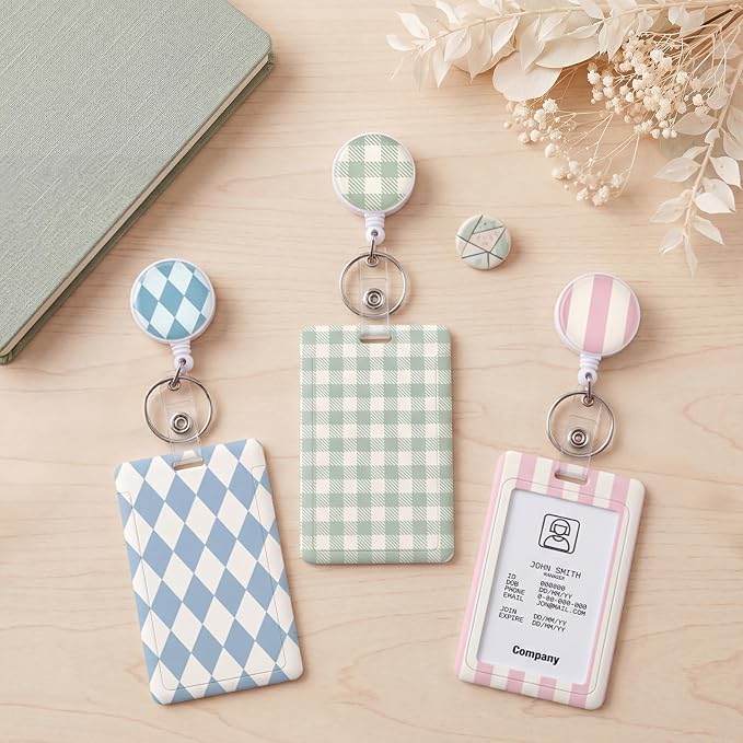 3 Set Badge Holder Retractable Reel Stripes ID Badge Holders - Image 7