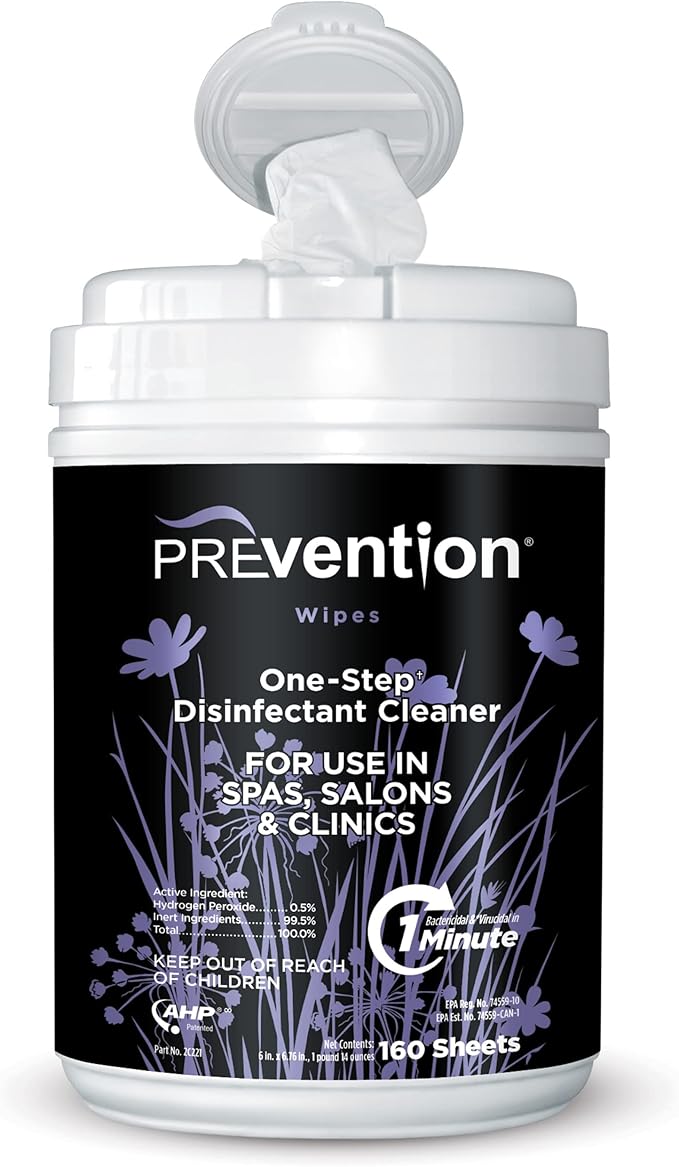 Prevention All Purpose Disinfectant Wipes – Canister of Cleaning Wipes for Salons, Spas, Wellness Centers and Yoga Studios – Hospital Grade Surface Sanitizing – 160 Count-DeskLoop Office