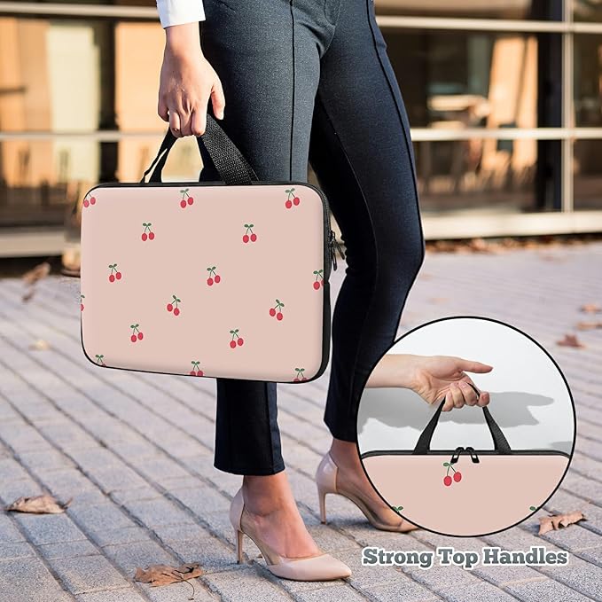 Laptop Sleeve Case Bag 15 inch, Pink Cherry Slim Carrying Case Durable Handbag Travel Laptop Bag for 15 inch MacBook Air M3/M2/15 Pro/Surface Laptop 7/6/5/4/3/ Dell XPS 15 Plus