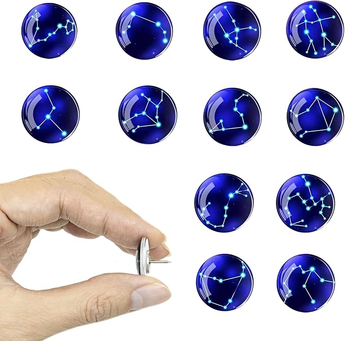 24Pcs Decorative Push Pins,Cute Push Pins,Cork Board Tacks,Cute Thumbtack for Office Decorative (24-Horoscope)-DeskLoop Office