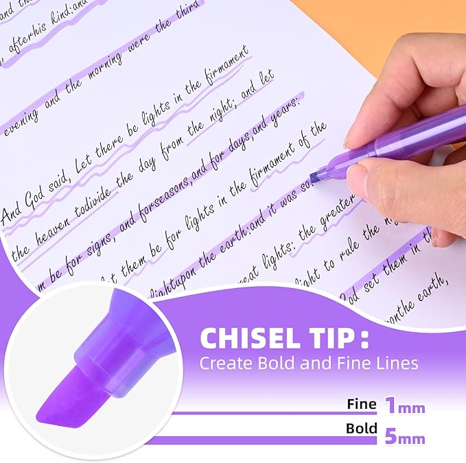 Purple Highlighters, 36 Pack, Chisel Tip Highlighter Pack, Quickly Drying, Perfect for Students Kids Adults Classroom, Office, School Supplies-DeskLoop Office