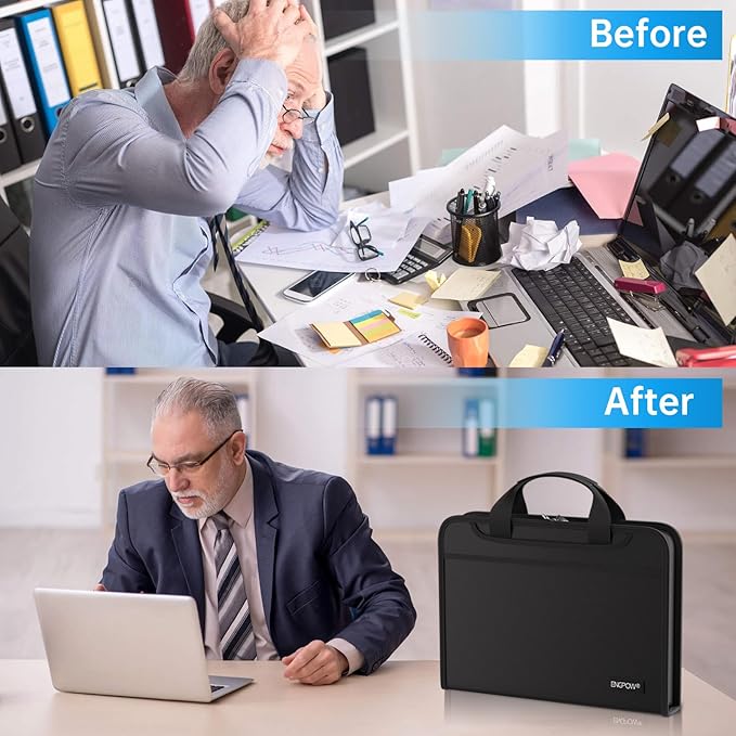 ENGPOW Accordion File Organizer,Fireproof Expanding File Folder with Multi Pockets,13 Colorful Pockets Document Organizer with Handle & Labels,Portable Home Travel Safe Storage for Letter A4 Files-DeskLoop Office