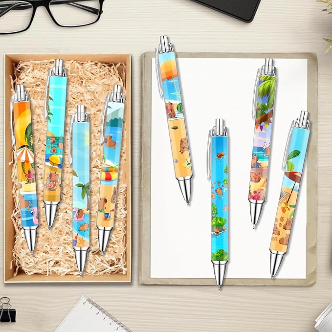 Idealmuzik 8-Pack Capybara Gel Pens – Cute Animal Pens with Unique Capybara Designs, Smooth Writing Ink Pens for School, Office, Journaling, Fun Gift for Kids, Teens & Capybara Lovers-DeskLoop Office