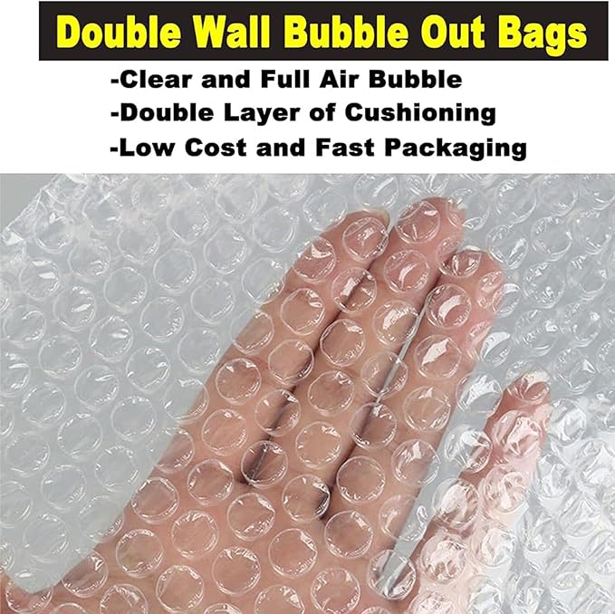 50Pcs Clear Bubble Out Bags, 10”x14” Bubble Pouches Bags for Shipping, Double Wall Bubble Cushioning Wrap Bags for Moving Packaging Storage Fragile China Dishes Electronic Item-Large Bubble Pouches-DeskLoop Office