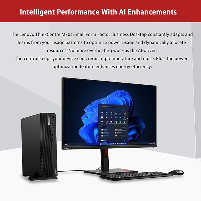 Lenovo ThinkCentre M70s Small Form Factor Business Desktop, Intel 20-Core i7-14700, 64GB DDR5, 2TB SSD, HDMI, DP, Wi-Fi 6, Wired KB & Mouse, Win 11 Pro, Bundle with ADATA UC310 64GB USB Flash Drive-DeskLoop Office