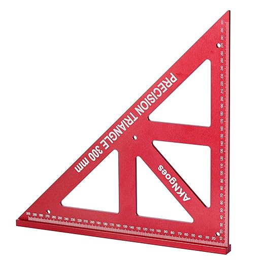 Precision Triangle Square 12inch, Metric & Imperial Scale Framing Square for Precise 90 and 45-Degree Measurement, Aluminum Alloy Architect Ruler for Carpenter-DeskLoop Office