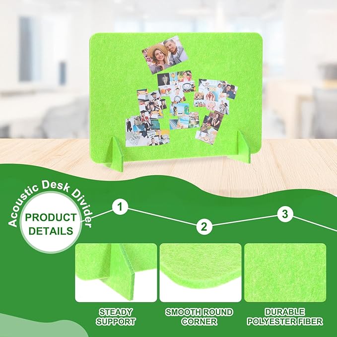 PATIKIL Desk Divider, 2 Set 24 x 16 Inch Acoustic Freestanding Desk Divider Desk Privacy Panel with 4 Pcs Support Feet for Library Office Workstation, Green-DeskLoop Office