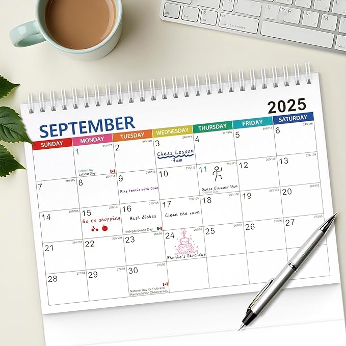 Desk Calendar 2025 planner, Covers Jul 2025-Jun 2026 with Monthly Plan, Notes and Tasks, Easy to Organizing for Family, Students, Home, School and Office-DeskLoop Office