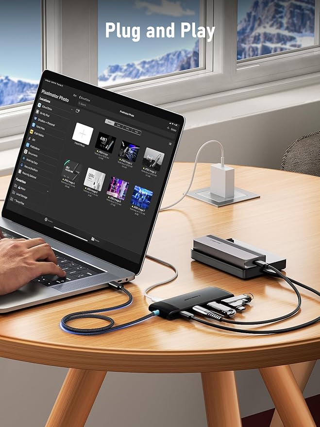 USB C Hub with 10Gbps 2 USB3.2 & 2 USB C 3.2, Charging Port, USB Port Extender for MacBook Pro/Air, Acer Aspire, HP Dell Laptops, iPad Pro, iPhone 15/15 Pro Max, etc., 1.97ft Cable-DeskLoop Office