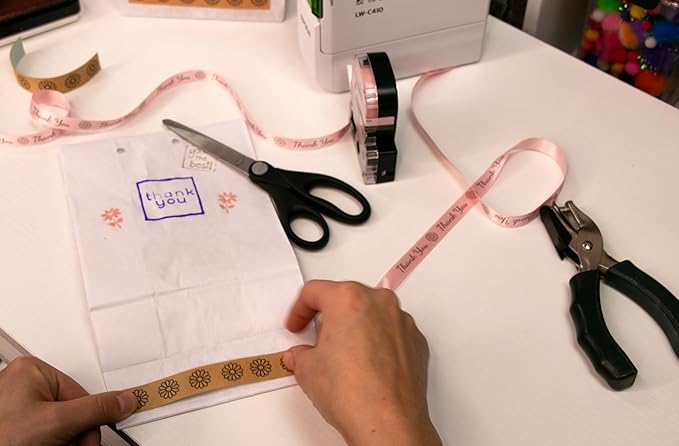 Epson LABELWORKS 218CPBBEPX Genuine Craft Paper Tape Cartridge - Black on Beige Craft Paper Label Maker Tape - 3/4" (18MM) Wide, 16.5'-DeskLoop Office