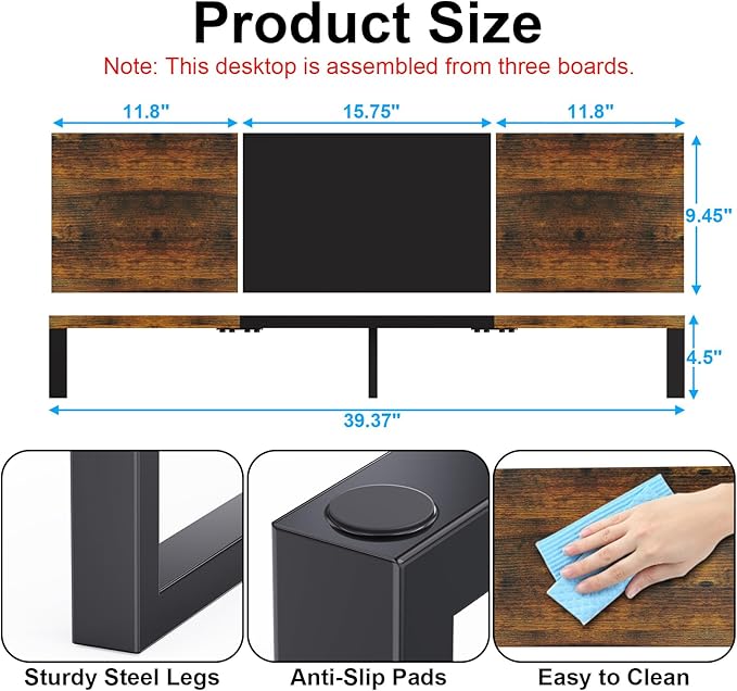 Zimilar Dual Monitor Stand Riser, Large Monitor Stand for Desk, Wood Monitor Riser with Storage Organizer for Home Office, Monitor Stands for 2 Monitors, Desktop Wooden Monitor Riser for Computer-DeskLoop Office