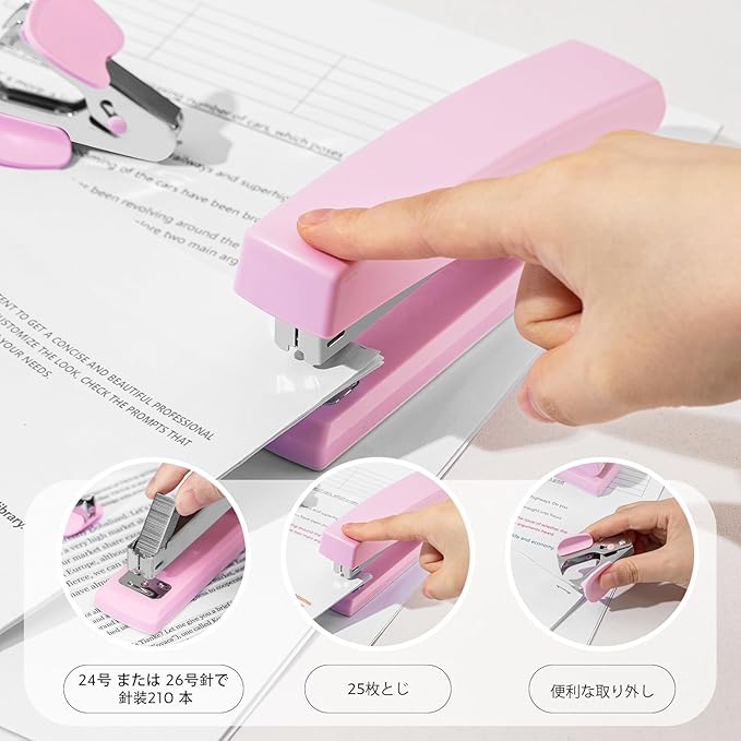 Deli Stapler, Desktop Stapler, Office Stapler, 25 Sheet Capacity, Includes 1000 Staples and Staple Remover, Pink-DeskLoop Office
