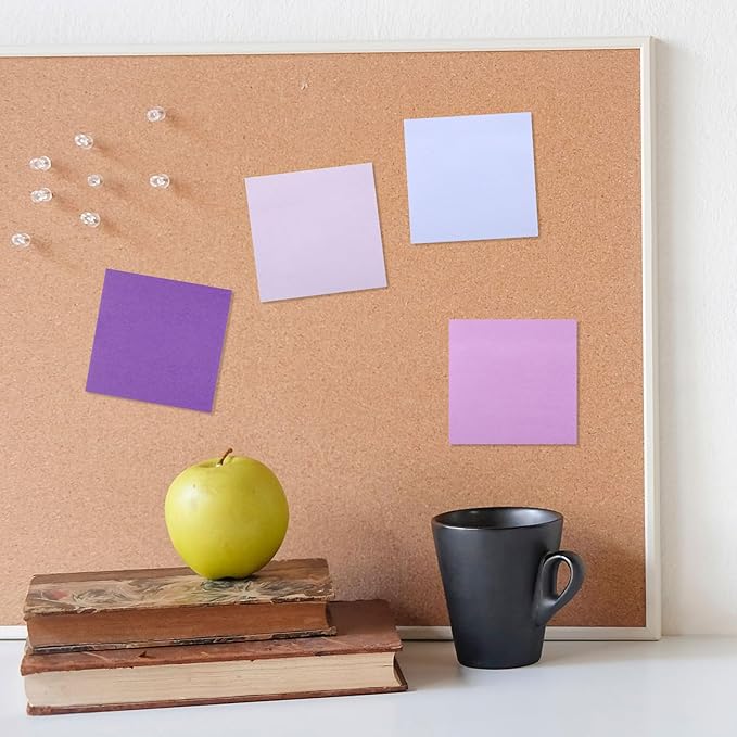 Thenshop 36 Pads Sticky Notes 3''x3'', Self Stick Notes Pads Office Supplies, 50 Sheets/pad Colored Aesthetic Sticky Accessories Home, Office, Notebook(Purple)-DeskLoop Office