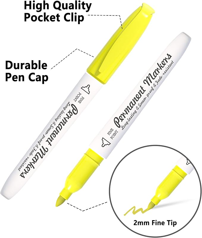 Lelix 30 Colors Permanent Markers, Fine Point, Assorted Colors, Works on Plastic,Wood,Stone,Metal and Glass for Kids Adult Coloring Doodling Marking-DeskLoop Office