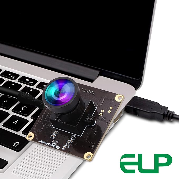 ELP Global Shutter USB Camera Module High Speed with Wide Angle Lens for Computer 1080P Mini UVC USB2.0 Webcam Board High Frame 90fps PC Camera for Laptop (100° no Distortion Lens)-DeskLoop Office