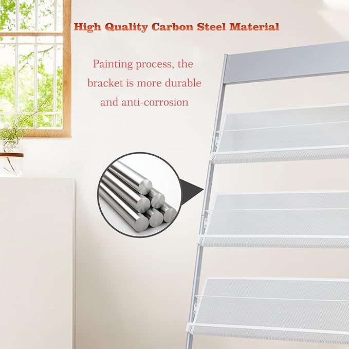 4-Layer Iron Magazine Rack with Wheels, Newspaper Rack, Display Rack, Silver (63)-DeskLoop Office