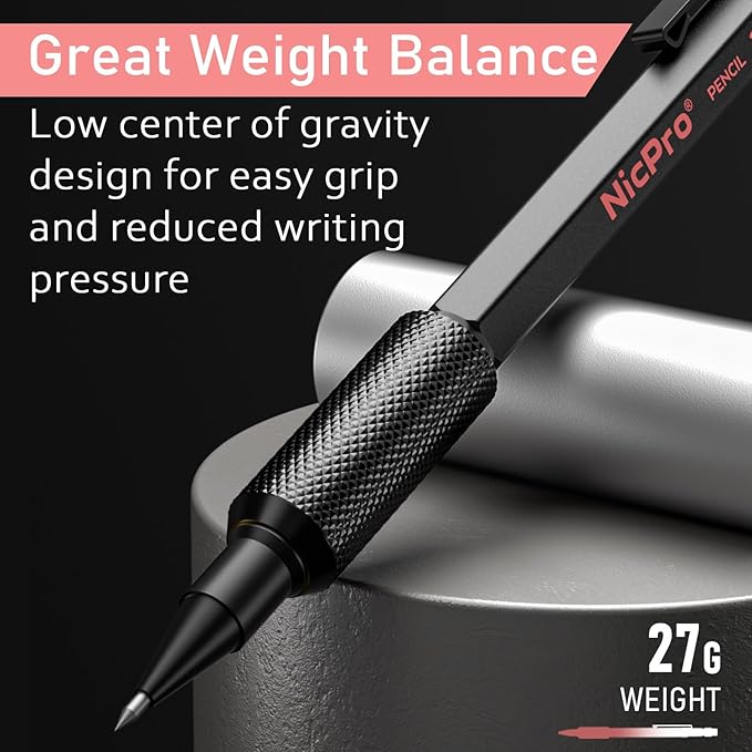 Nicpro Metal Mechanical Pencil Set, 3PCS Art Drafting Pencil 0.5, 0.7, 0.9MM & 2PCS 2MM Mechanical Drawing Pencils with 126 Lead(4B 2B HB 2H 4H Color) Weatherproof Barrel for Writing Sketching Drawing-DeskLoop Office