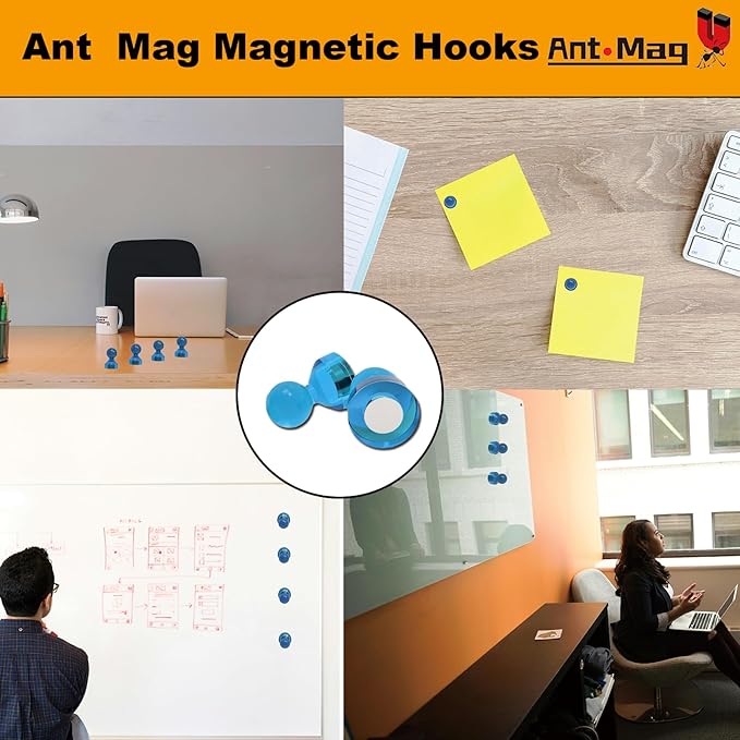 Ant Mag Magnetic Push Pins 48pcs Strong Whtieboard Pins Magnets Perfect Use for Map Fridge Kitchen Home Office Classroom-DeskLoop Office