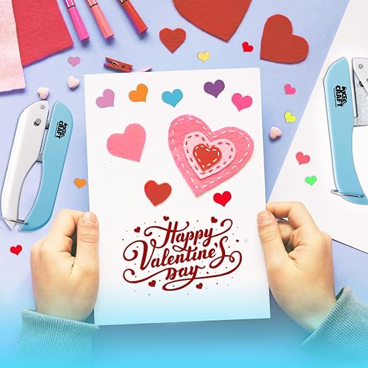 UCEC 3 Pack Paper Craft Hole Punch Shapes, 1/4 Inch Single Hole Puncher for Crafts, Small Handheld Circle Star Hole Punch Heart Hole Punches, 3 Heart Star Hole Puncher for Tags Clothing Ticket-DeskLoop Office