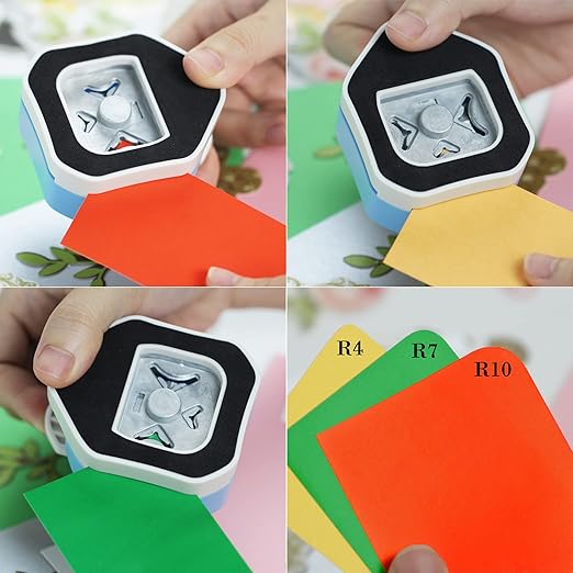 Round Corner Punch, 3 in 1-3 Way Corner Puncher Cutter for Paper Craft (R4mm+R7mm+R10mm) for Cutting Different Corners, DIY Projects, Card Making & Scrapbooking-DeskLoop Office