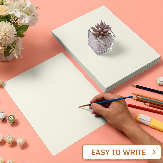 MixTeach 100 Sheets Cream Cardstock 8.5 x 11 Inch Thick Cardstock Paper, 250gsm/92lb Double Sided Cream Card Stock Printer Paper for Cards Making, Crafts, Scrapbook, Invitations, Drawing, Printing-DeskLoop Office