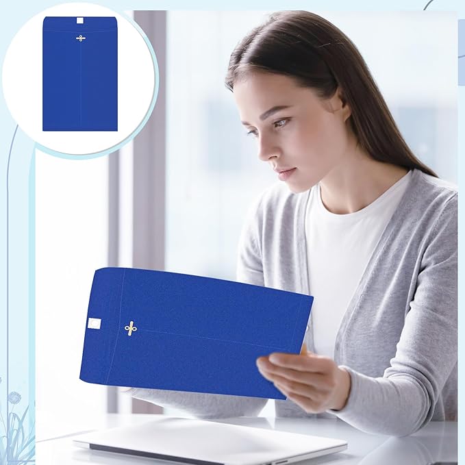 Geyee 100 Pcs Clasp Manilla Envelopes 6 x 9 Inch Gummed Colored Envelopes for Storing or Mailing for Home Office Business Supplies(Dark Blue)-DeskLoop Office