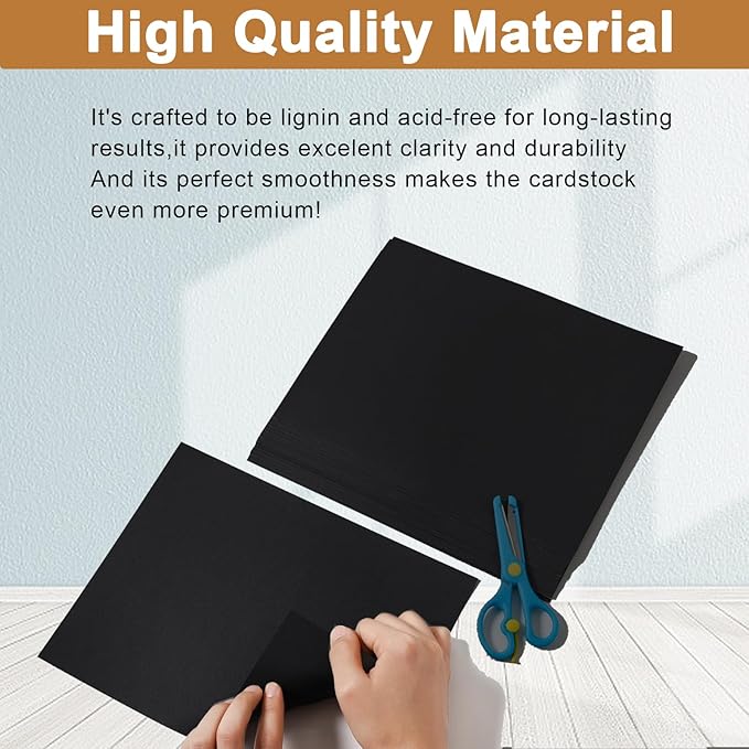 28 Sheets Black Cardstock 8.5 x 11 Printer Paper, 92lb Heavyweight Black Construction Paper Card Stock for DIY Cards, Scrapbooking, Greeting Cards, Invitations-DeskLoop Office
