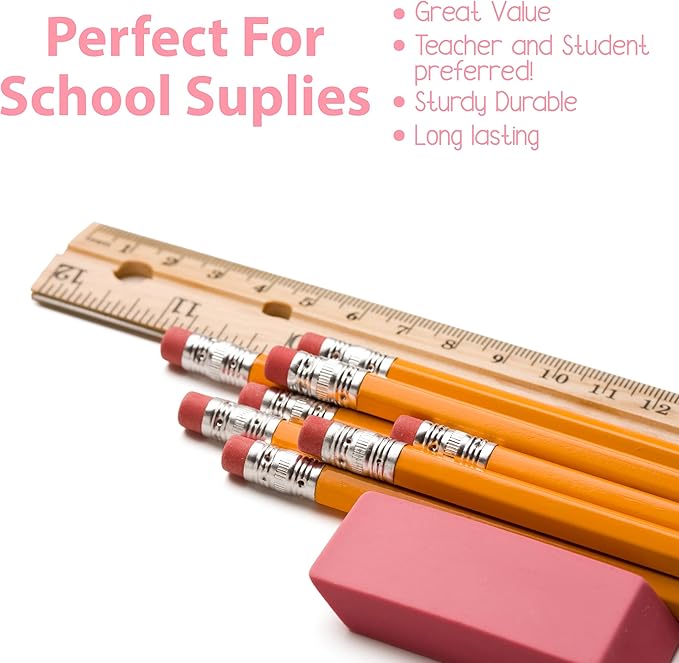 Erasers Bulk, 100 Pink Erasers for School, School Supplies for Kids-DeskLoop Office